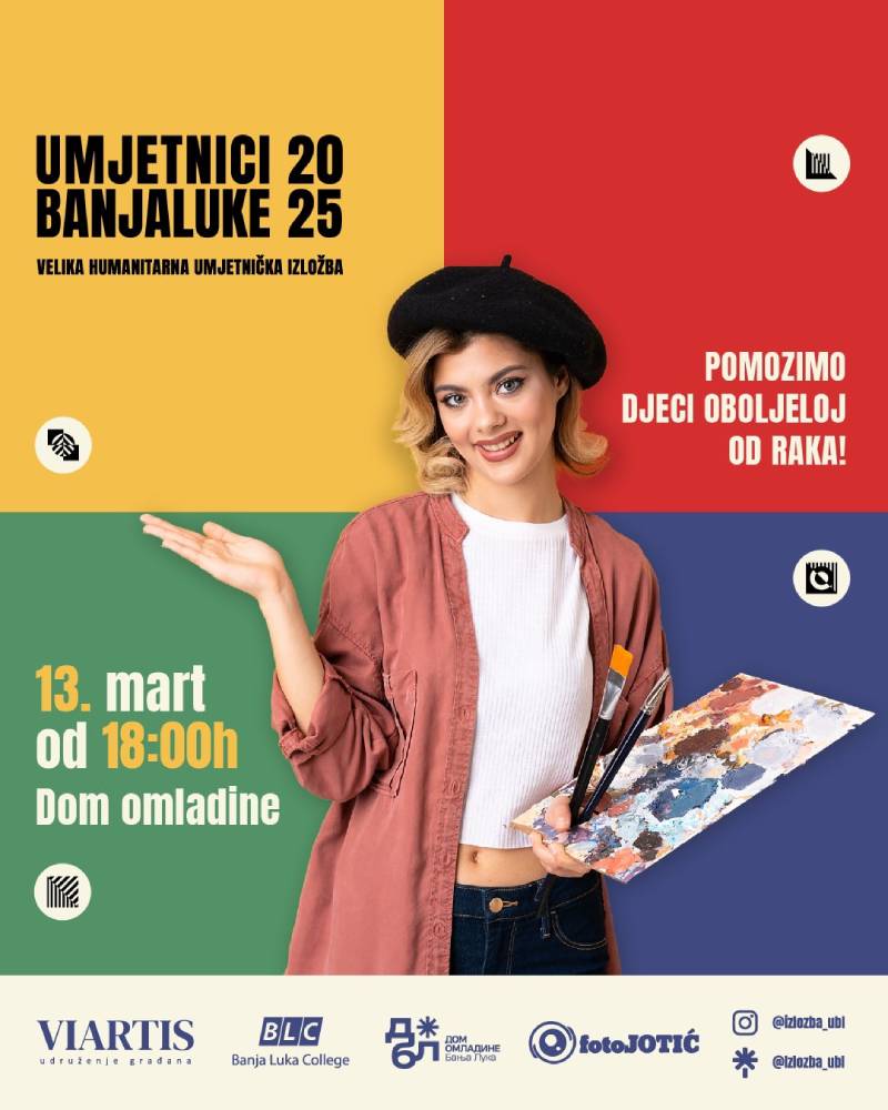 Spoj umjetnosti i solidarnosti: Humanitarna umjetnička izložba „Umjetnici Banjaluke 2025“