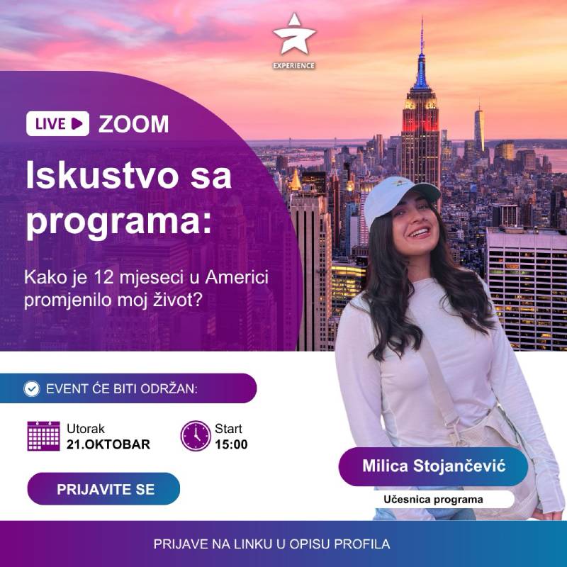 Online prezentacija prestižnog programa "Internship/Trainee USA"