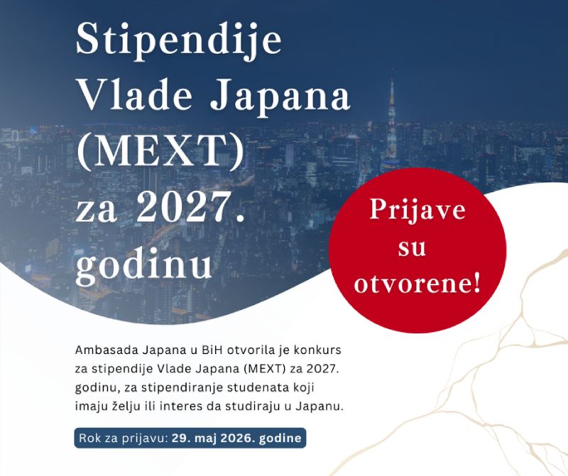 Konkurs za MEXT stipendije za 2027. godinu