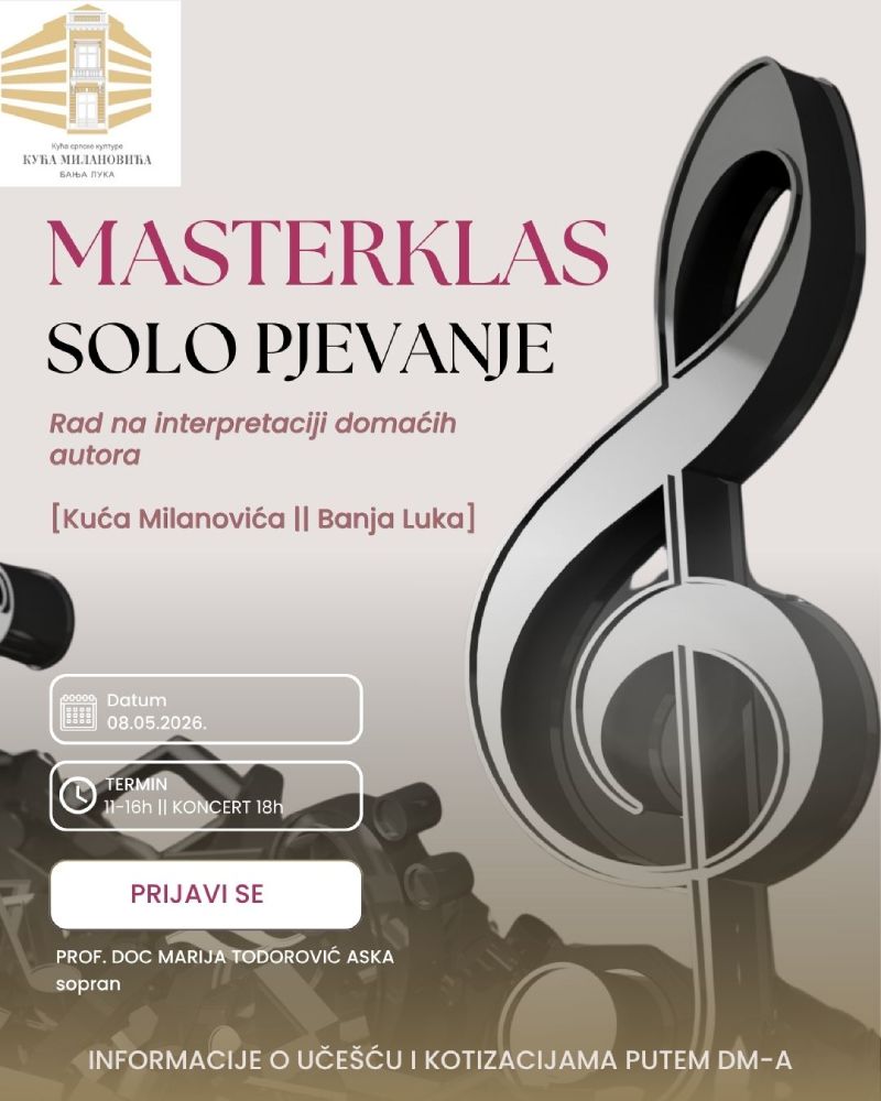 Masterklas solo pjevanja u Kući Milanovića