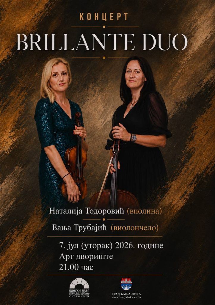 Koncert „Brilliante Duo“ 7. jula u Art dvorištu Banskog dvora