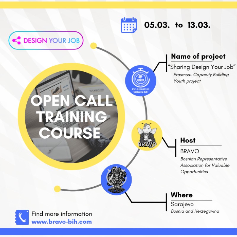 Open Call for 3 Participants for Training Course in Sarajevo, Bosnia and Herzegovina