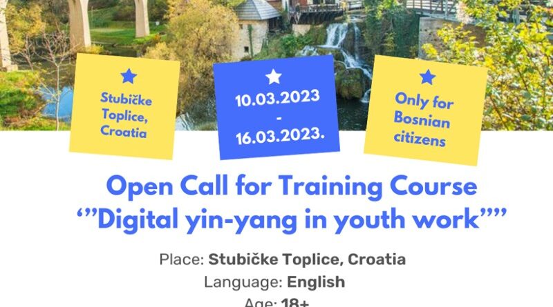 Open call for 4 participants for Training Course ”Digital yin-yang in youth work” in Croatia
