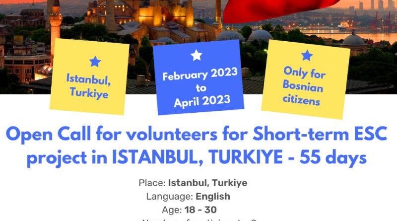 Open Call for volunteers for Short-term ESC project in ISTANBUL, TURKIYE – 55 days