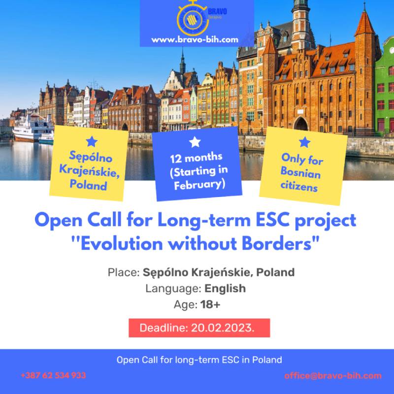 Open call for 1 participant for long-term ESC project „Evolution without Borders“ in Sępólno Krajeńskie, Poland