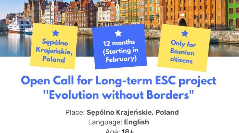 Open call for 1 participant for long-term ESC project „Evolution without Borders“ in Sępólno Krajeńskie, Poland