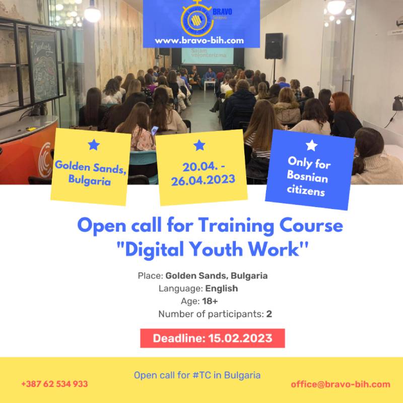 Open call for 2 participants for Training Course ”Digital Youth Work” in Golden Sands, Bulgaria