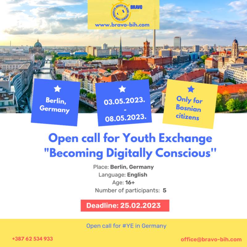 Open call for 5 participants for Youth Exchange ”Becoming Digitally Conscious” in Berlin, Germany