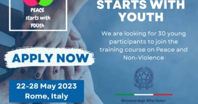 Call for participants – Training course "Peace starts with YOUth"
