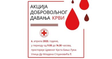Crveni krst Banja Luka organizaciju akciju dobrovoljnog davanja krvi