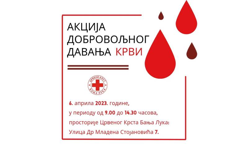 Crveni krst Banja Luka organizaciju akciju dobrovoljnog davanja krvi