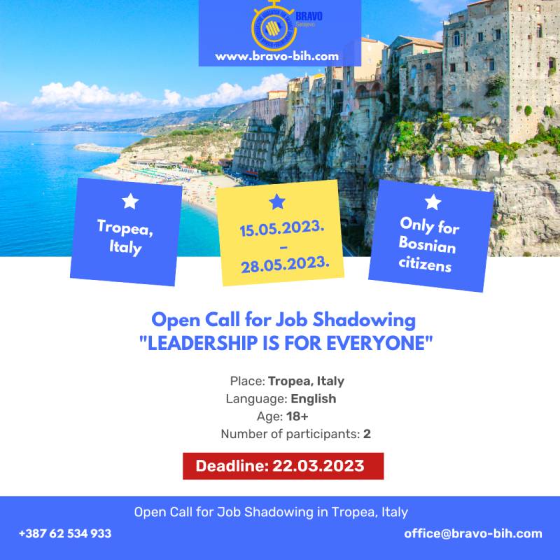 Open Call for Two Female Participants for ” LEO Job Shadowing” Project in Tropea, Italy