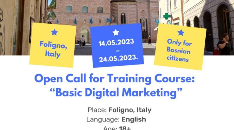 Open Call for 3 Participants for Training Course: “Basic Digital Marketing” in Foligno, Italy