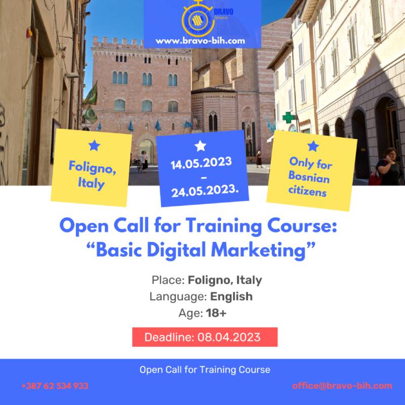 Open Call for 3 Participants for Training Course: “Basic Digital Marketing” in Foligno, Italy