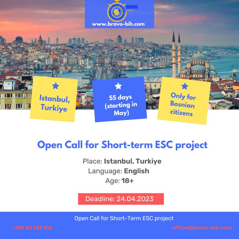 Open call for 2 volunteers for Short Term ESC in Istanbul, Turkiye