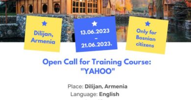 Open call for 3 participants for Training Course in Dilijan, Armenia