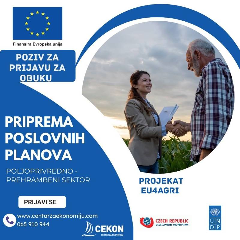Poziv za obuku - Priprema poslovnih planova u okviru EU4AGRI projekta