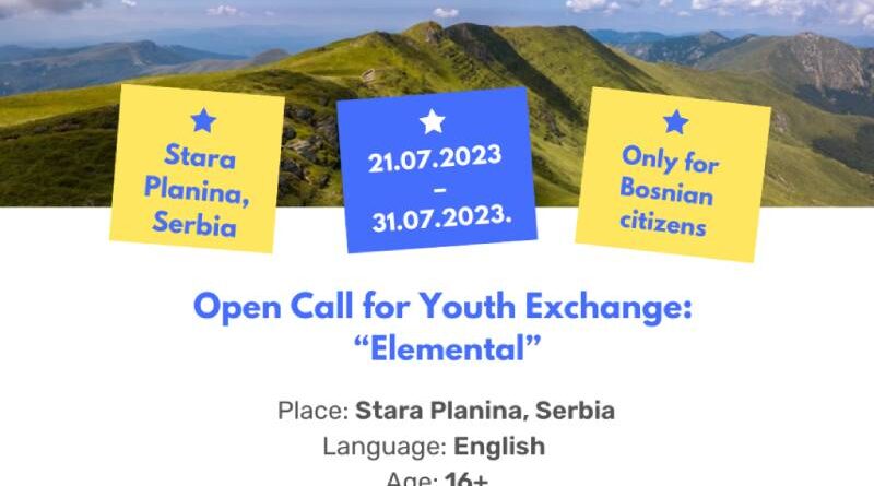 Open call for 7 participants for Youth Exchange ”Elemental” in Stara Planina, Serbia