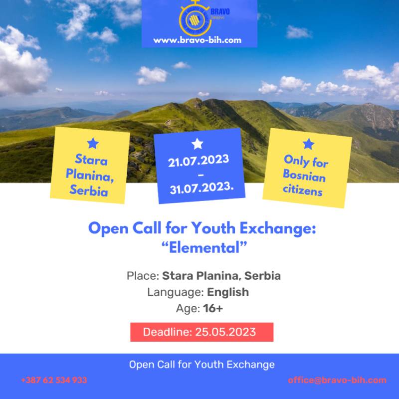 Open call for 7 participants for Youth Exchange ”Elemental” in Stara Planina, Serbia