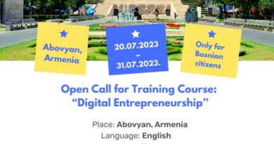 Open call for two participants for Training Course ”Digital Entrepreneurship” in Abovyan, Armenia
