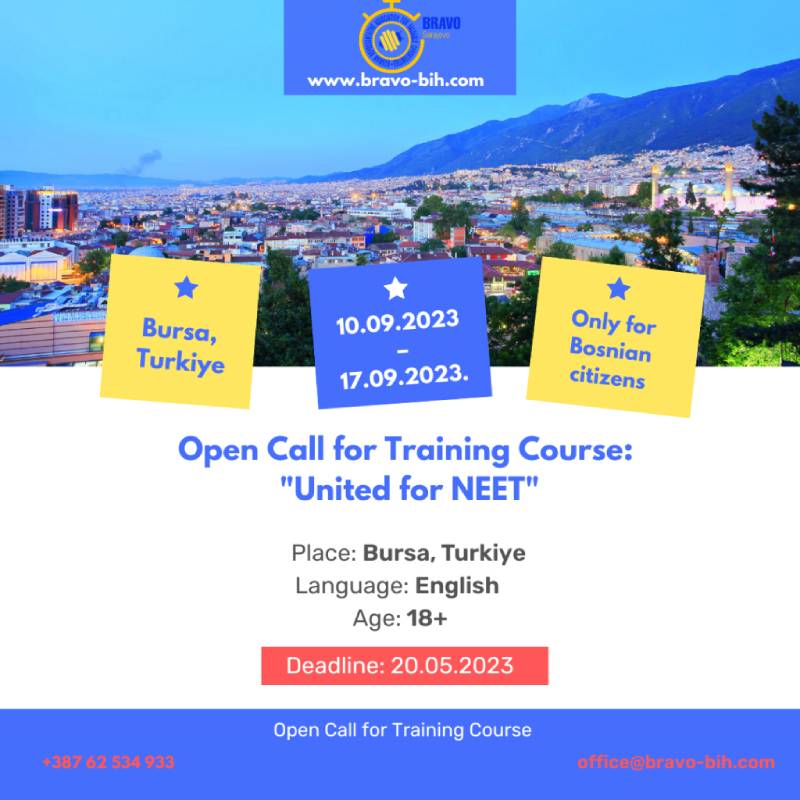 Open call for two participants for Training Course ”United for NEET”