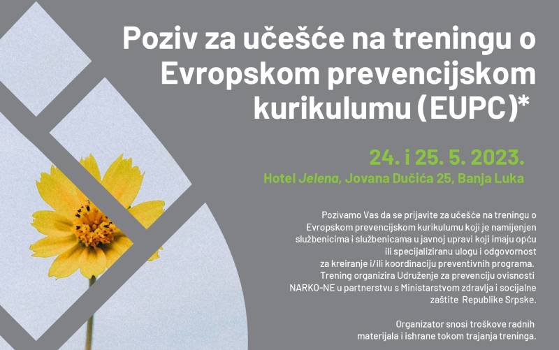 Poziv za učešće na treningu o Evropskom prevencijskom kurikulumu