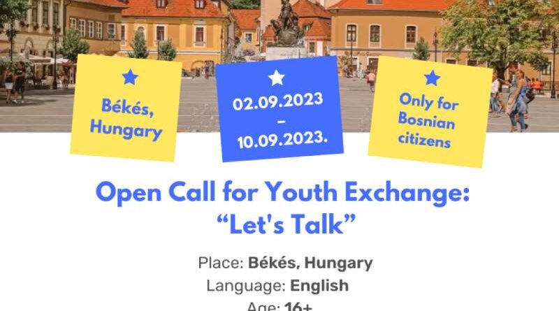 Open call for 6 participants for Youth Exchange „Let’s Talk“ in Békés, Hungary