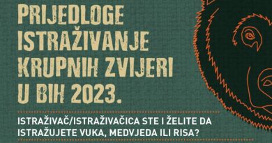 Otvoren poziv za projektne prijedloge: Istraživanje krupnih zvijeri u BiH