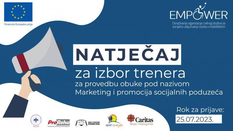 Poziv za izbor trenera obuke - Marketing i promocija socijalnih preduzeća