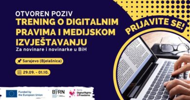Obuka o digitalnim pravima za novinare u Bosni i Hercegovini: Poziv za podnošenje prijava