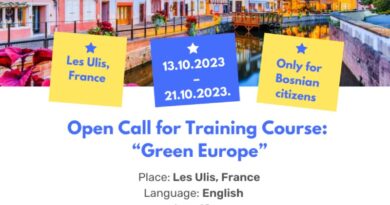 Open Call for 4 Participants for Training Course ‘’Green Europe’’ in France
