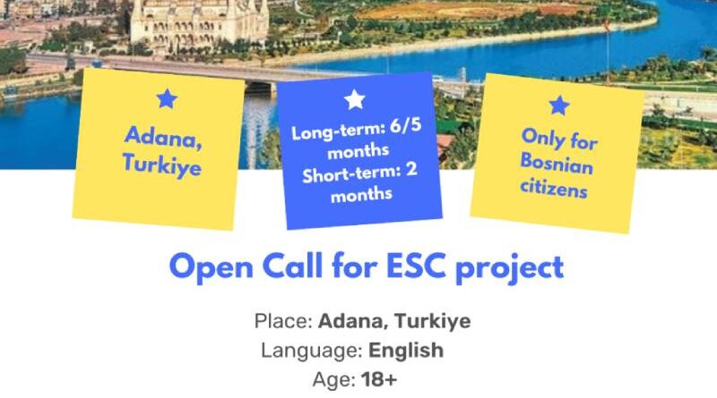 Open Call for volunteers for the ESC projects in Adana, Turkiye