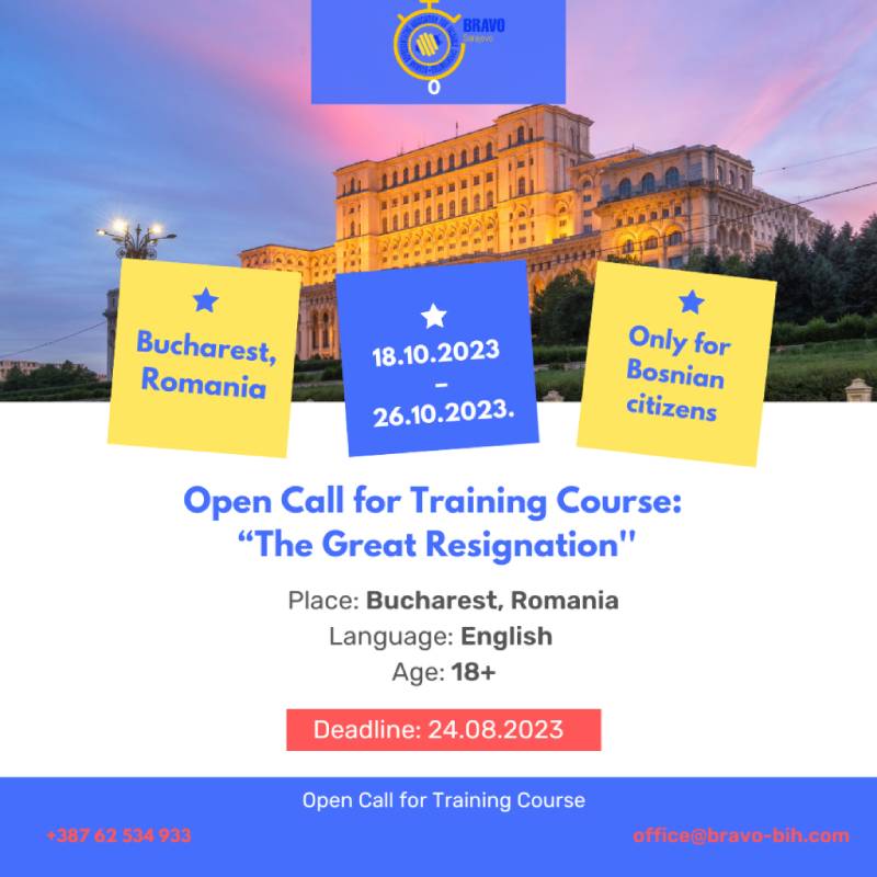 Open call for Training Course ”The Great Resignation” in Bucharest, Romania