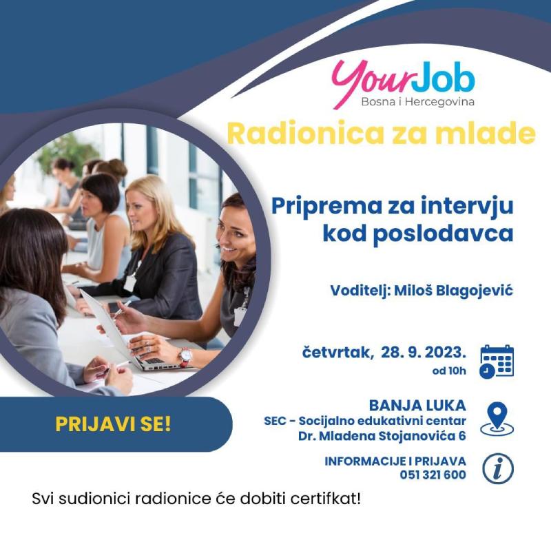 Radionica za mlade: "Priprema za intervju kod poslodavca"