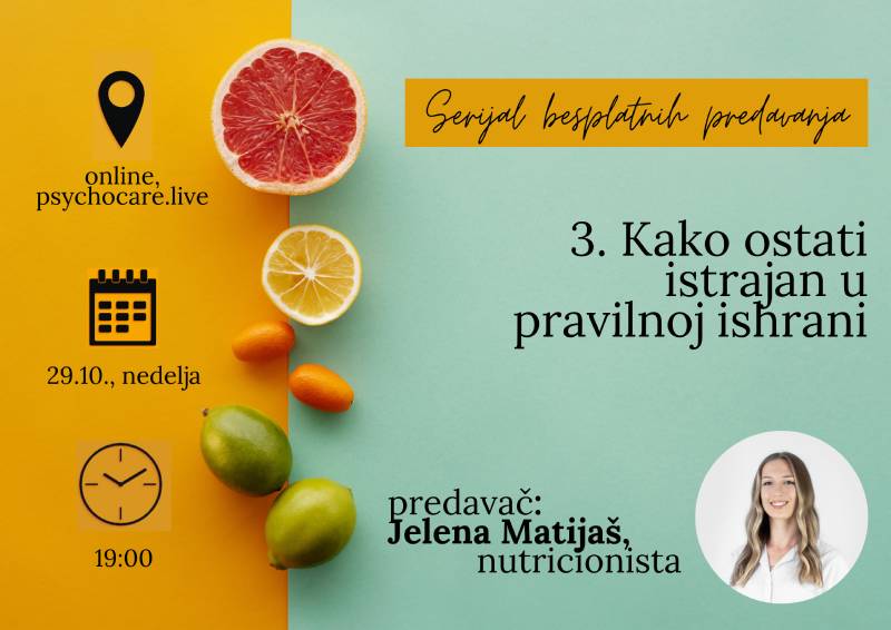 Besplatno predavanje - kako ostati istrajan u pravilnoj ishrani