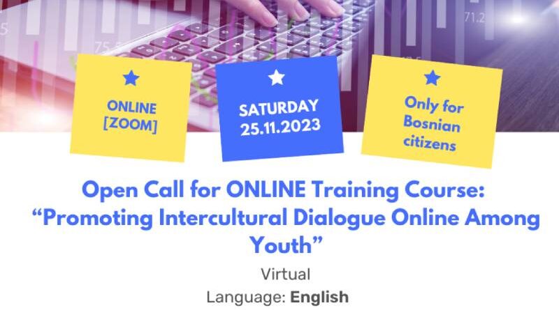 Open call for 45 participants for the Training Course “Promoting Intercultural Dialogue Online Among Youth” VIRTUAL