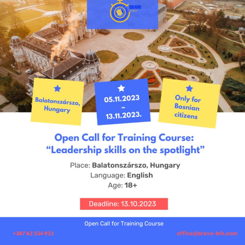 Open call for 5 participants for Training Course ”Leadership skills on the spotlight” in Hungary