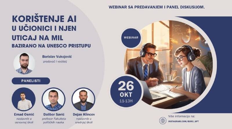 Webinar: Korištenje vještačke inteligencije u učionici i njen uticaj na medijsku pismenost