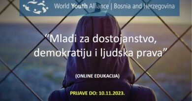 Edukacija za mlade: „Mladi za dostojanstvo, demokratiju i ljudska prava”