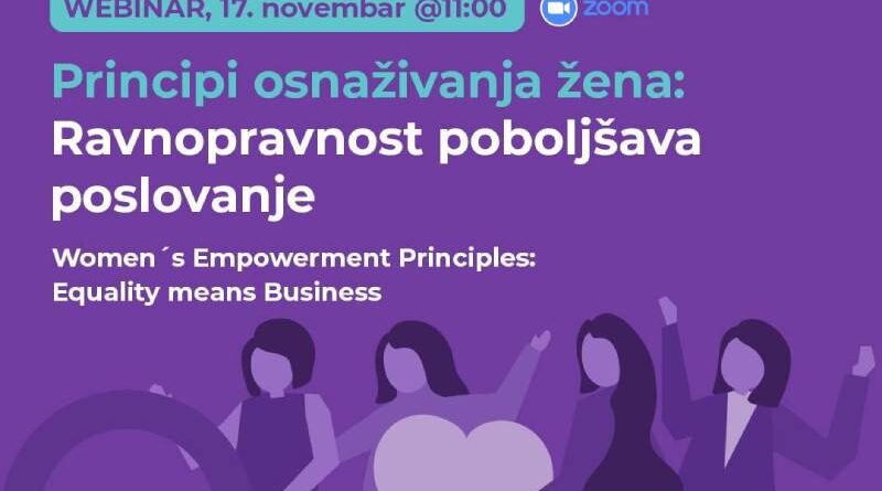 Online radionica "Principi za osnaživanje žena: Ravnopravnost poboljšava poslovanje"