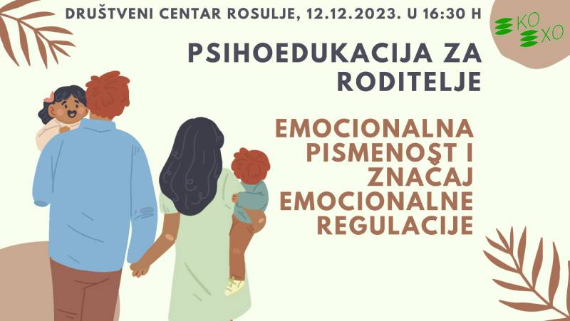 U Društvenom centru Rosulje: Novo predavanje za roditelje „Emocionalna pismenost i značaj emocionalne regulacije“