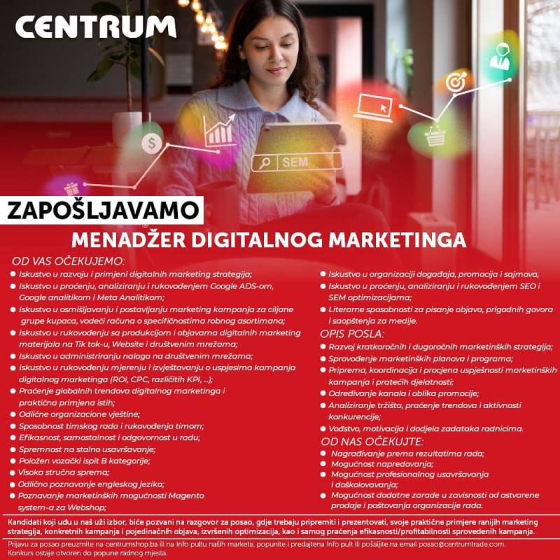 Centrum Trade zapošljava