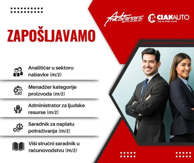 Auto Milovanović zapošljava na više pozicija