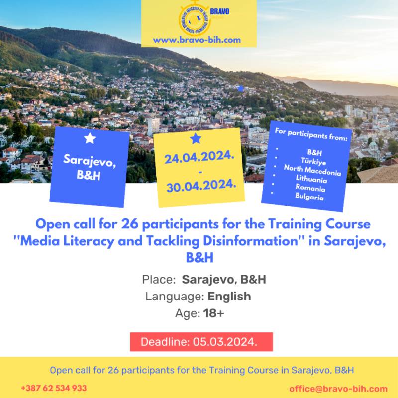 Open Call for 26 participants for Training Course in Sarajevo, Bosnia and Herzegovina