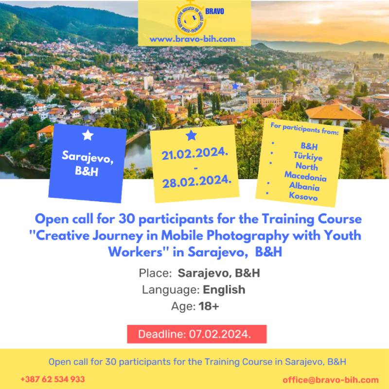 Open Call for 30 Participants for the Training Course in Sarajevo, BiH