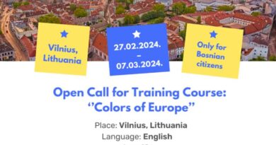 Open call for 3 participants for the Training Course ”Colors of Europe” in Vilnius, Lithuania