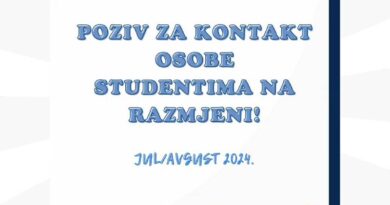 Poziv za kontakt osobe studentima na razmjeni