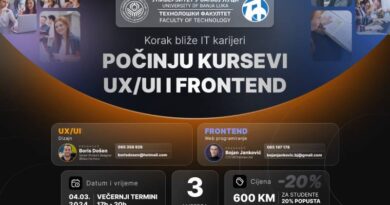 UX/UI i frontend development kurs na Tehnološkom fakultetu u Banjaluci