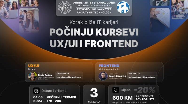 UX/UI i frontend development kurs na Tehnološkom fakultetu u Banjaluci