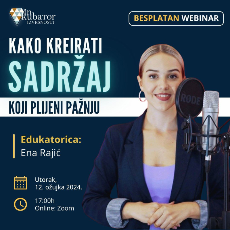 Webinar: Kako kreirati sadržaj koji plijeni pažnju?